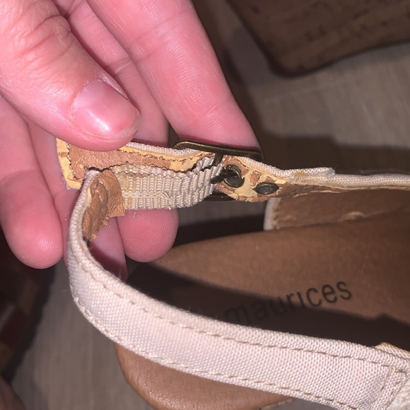 Maurices Rain cream lace fabric slingback cork wedges - Picture 10 of 10